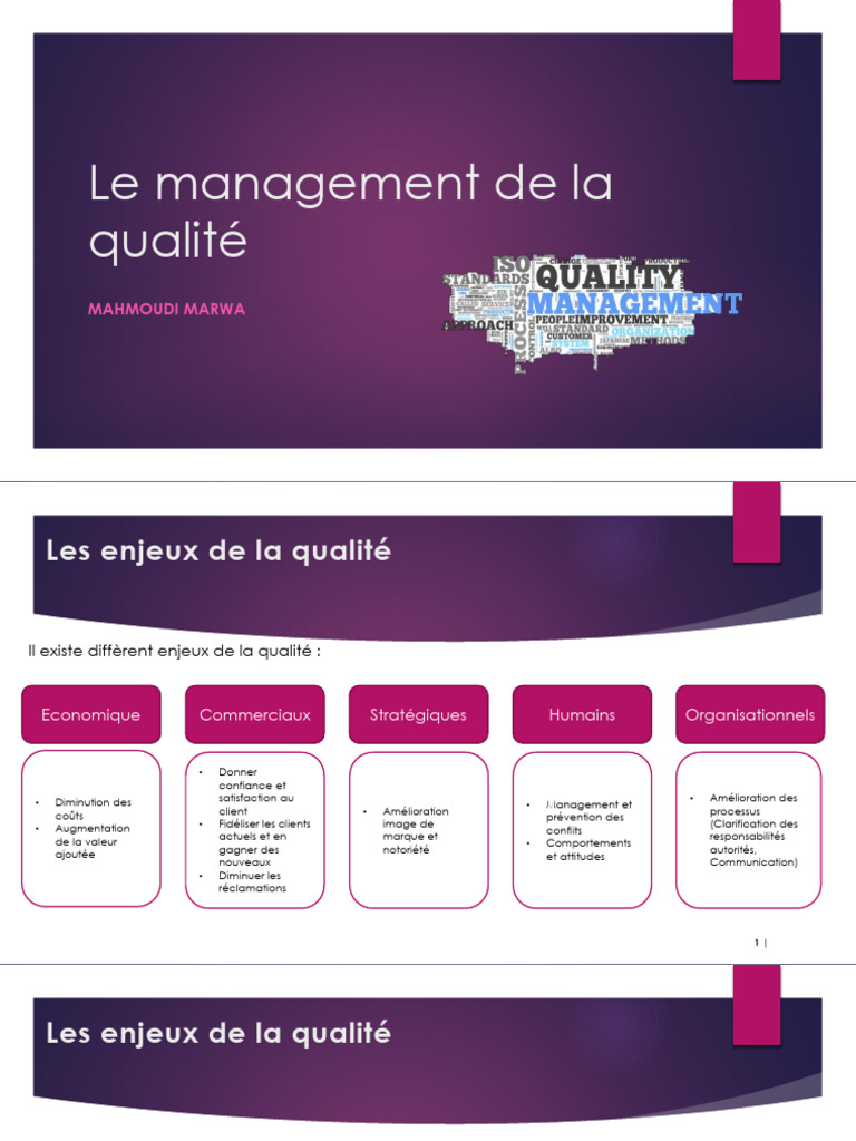 Enjeux et principes du management qualité | PDF | Management de la ...