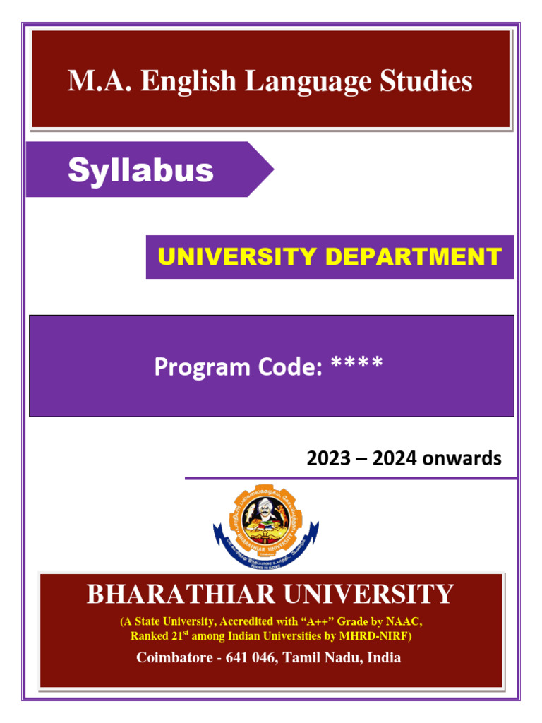 M.A. English Language Studies Syllabus 2023 | PDF | Educational ...