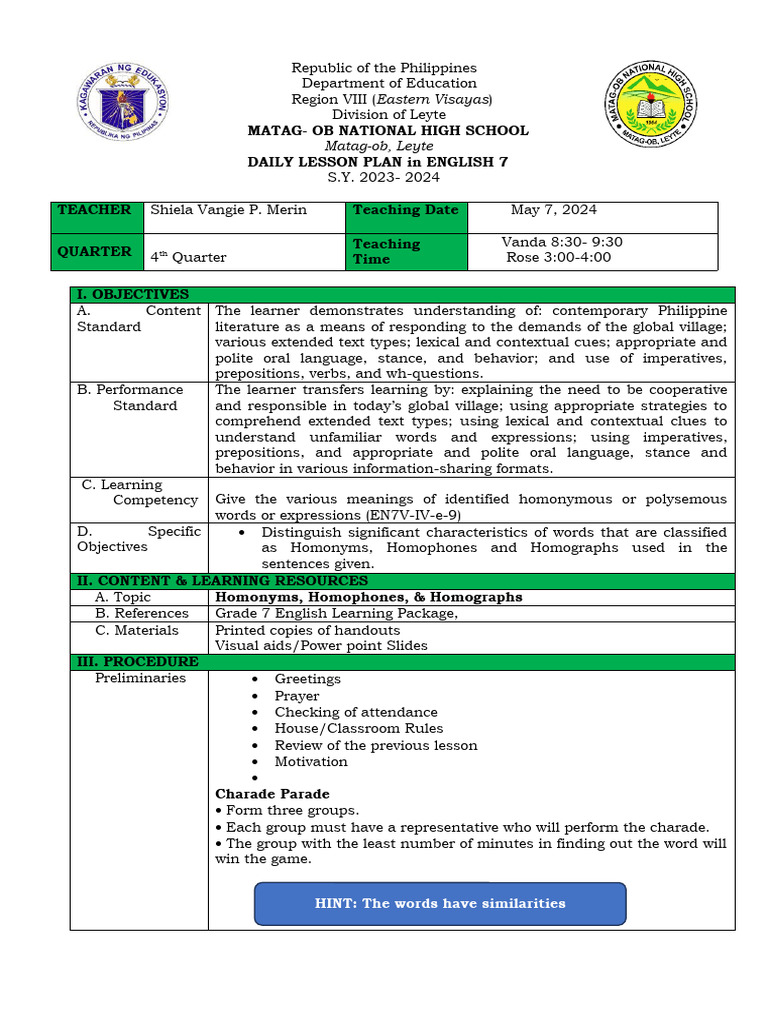 Lesson 10 Homophones, Homographs | PDF | Linguistics | Human Communication