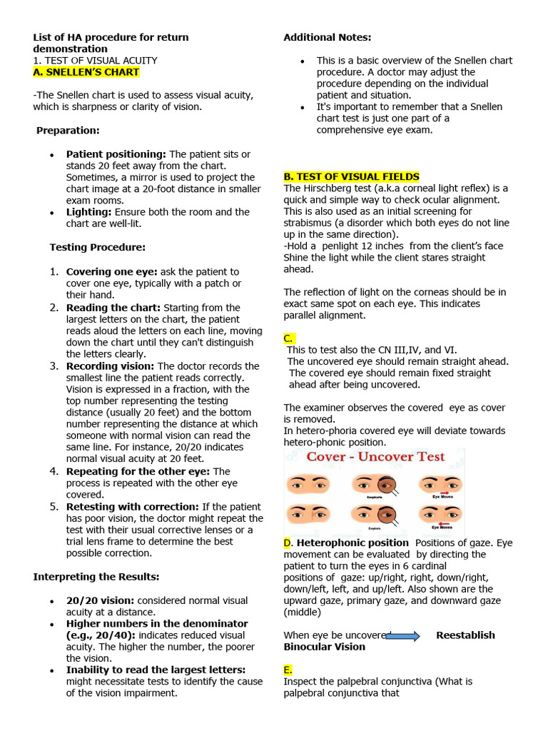 HA Procedures for Visual and Hearing Tests | PDF | Respiratory Diseases ...