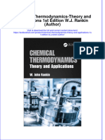 [Download pdf] Chemical Thermodynamics Theory And Applications 1St Edition W J Rankin Author online ebook all chapter pdf 