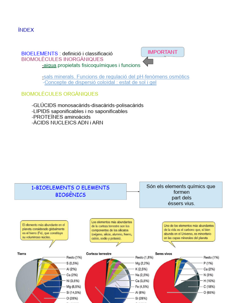 Unitat 1 Bioelements I Biomolecules - pptx-1 | PDF