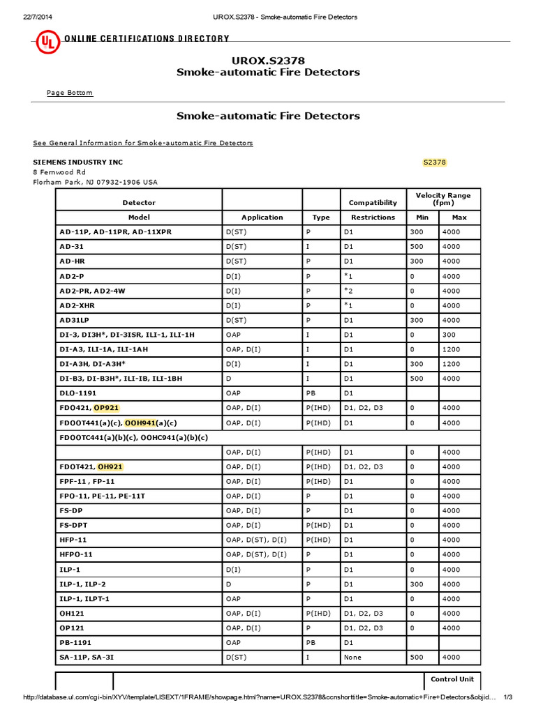 Siemens Smoke Detector Compatibility Guide | PDF | Technology & Engineering