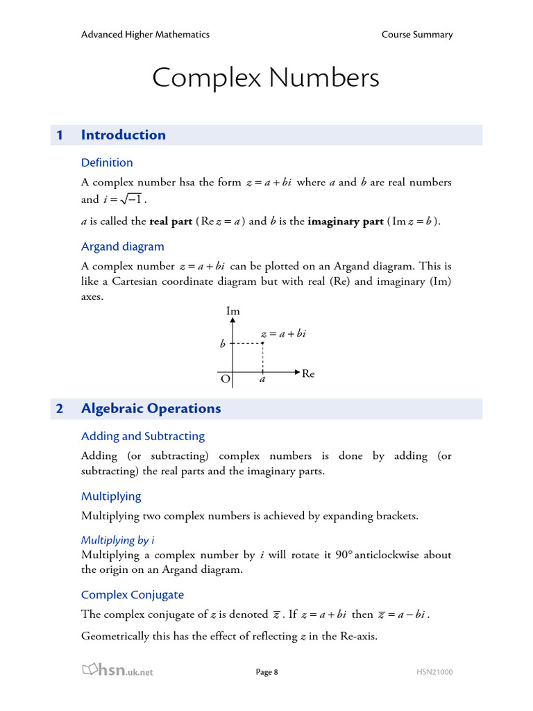 Complex Numbers HSN PDF Complex Number Mathematical Physics