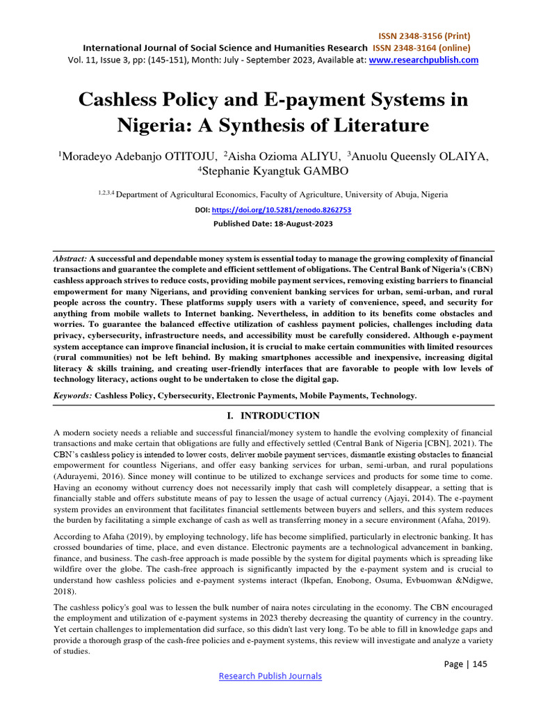 Cashless Policy and E-Payments in Nigeria | PDF | Cash | Cheque