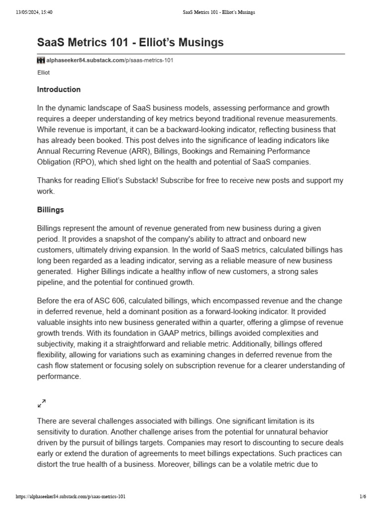 Understanding Key SaaS Metrics | PDF | Subscription Business Model ...