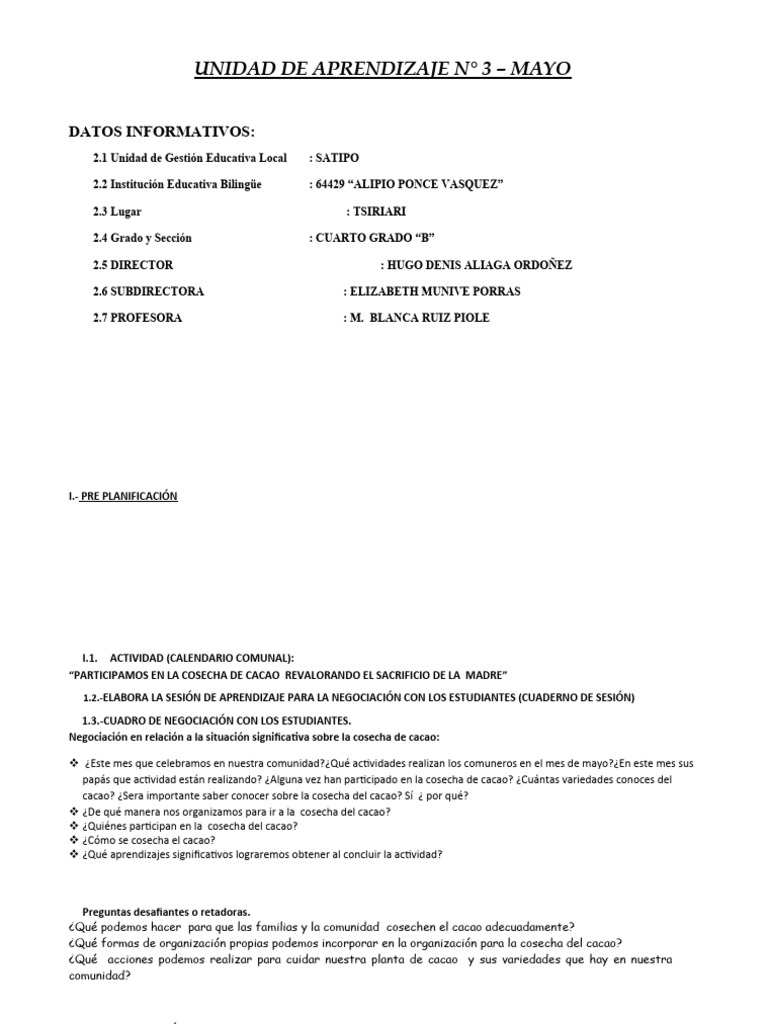 Unidad de Aprendizaje Mayo 2024 - 100150 | PDF | Números | Geometría