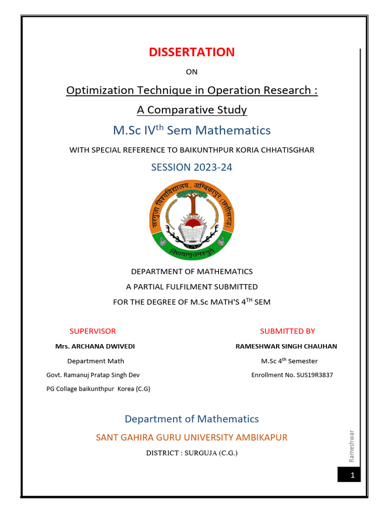Desertation | PDF | Mathematical Optimization | Linear Programming