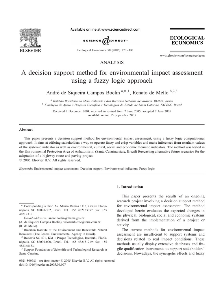 Fuzzy Logic in Environmental Impact Assessment | PDF | Function ...