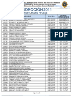 Promoción 2011 Publicacion de Resultados Finales