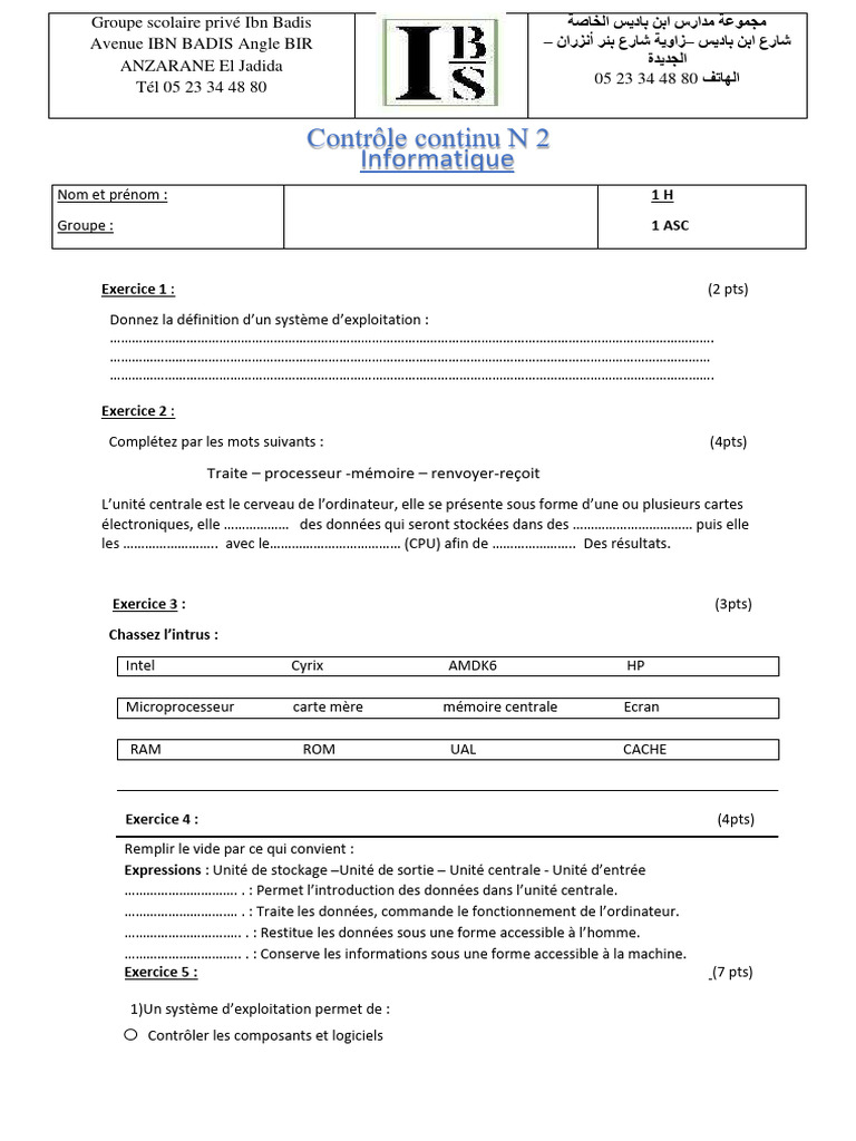Exercices d'informatique primaire | PDF | Logiciel | Informatique