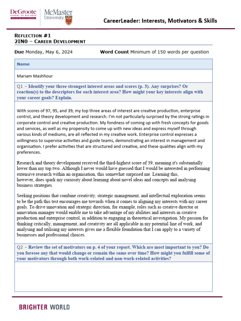 CareerLeader Insights: Interests & Skills Analysis | PDF | Critical ...