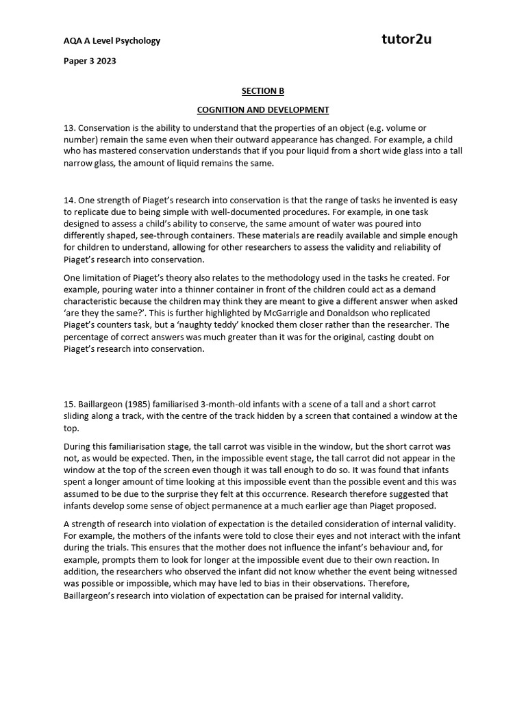 AQA A Level Psychology: Cognition Insights | PDF | Theory Of Mind ...