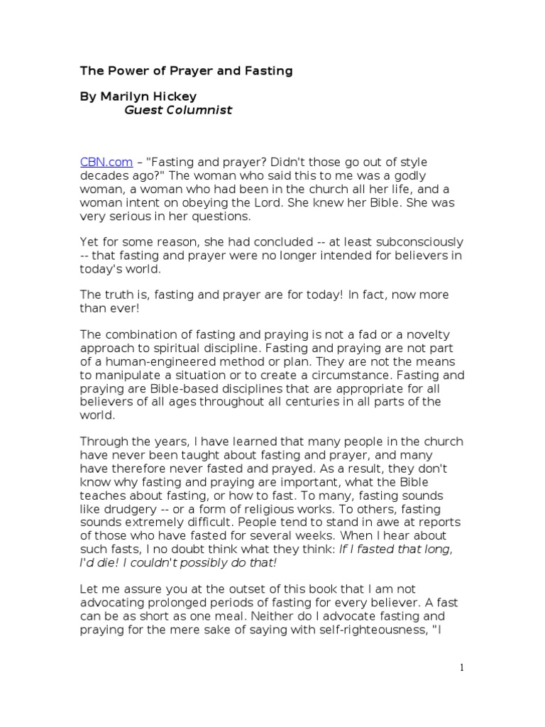 The Power of Prayer and Fasting PDF Fasting Adam And Eve