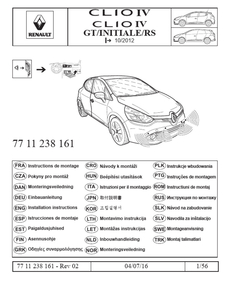 2016 Clio IV Front Parking Sensor Fitting Instructions | PDF