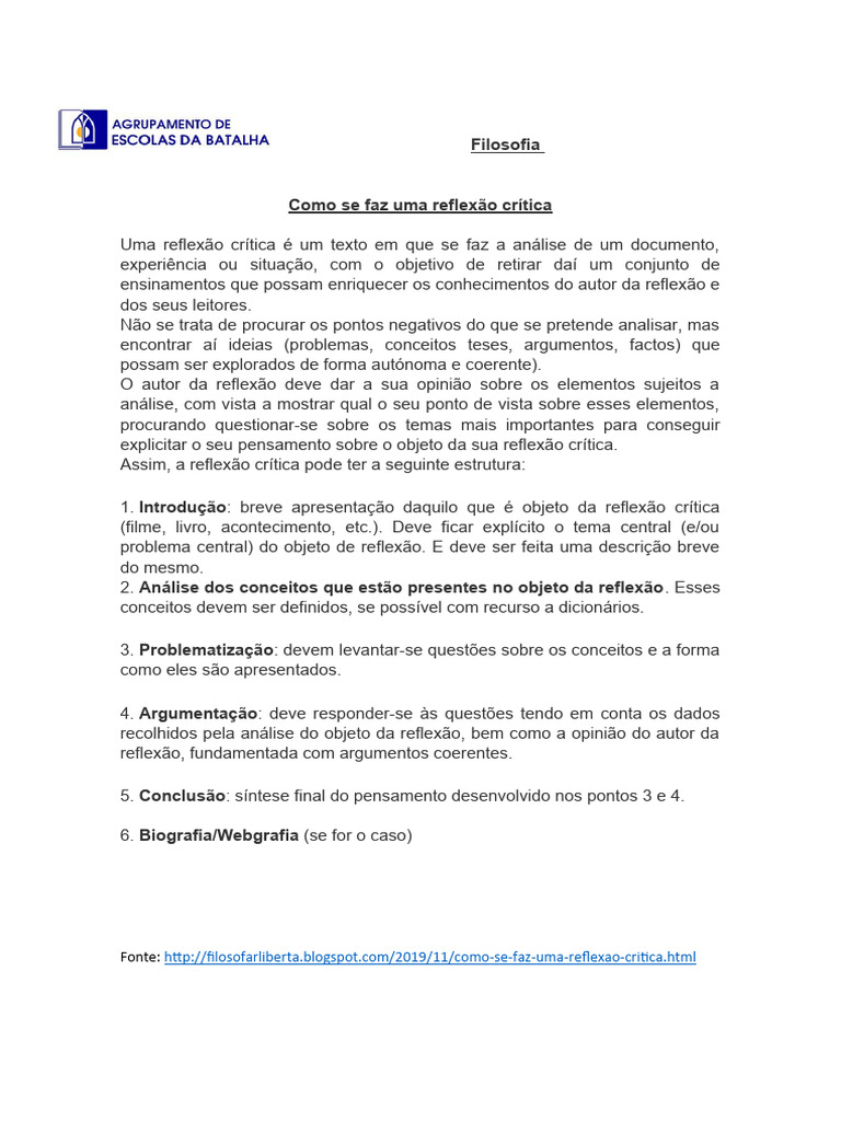 Como Elaborar uma Reflexão Crítica | PDF | Filosofia