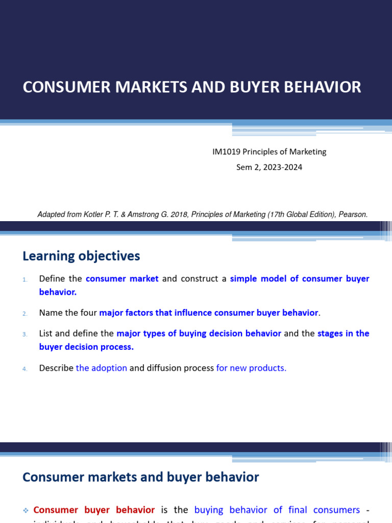 Consumer Markets & Buyer Behavior | PDF | Consumer Behaviour | Behavior