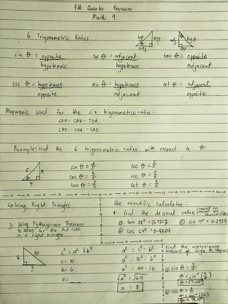 Math 9 Reviewer | PDF | Elementary Mathematics | Geometric Measurement
