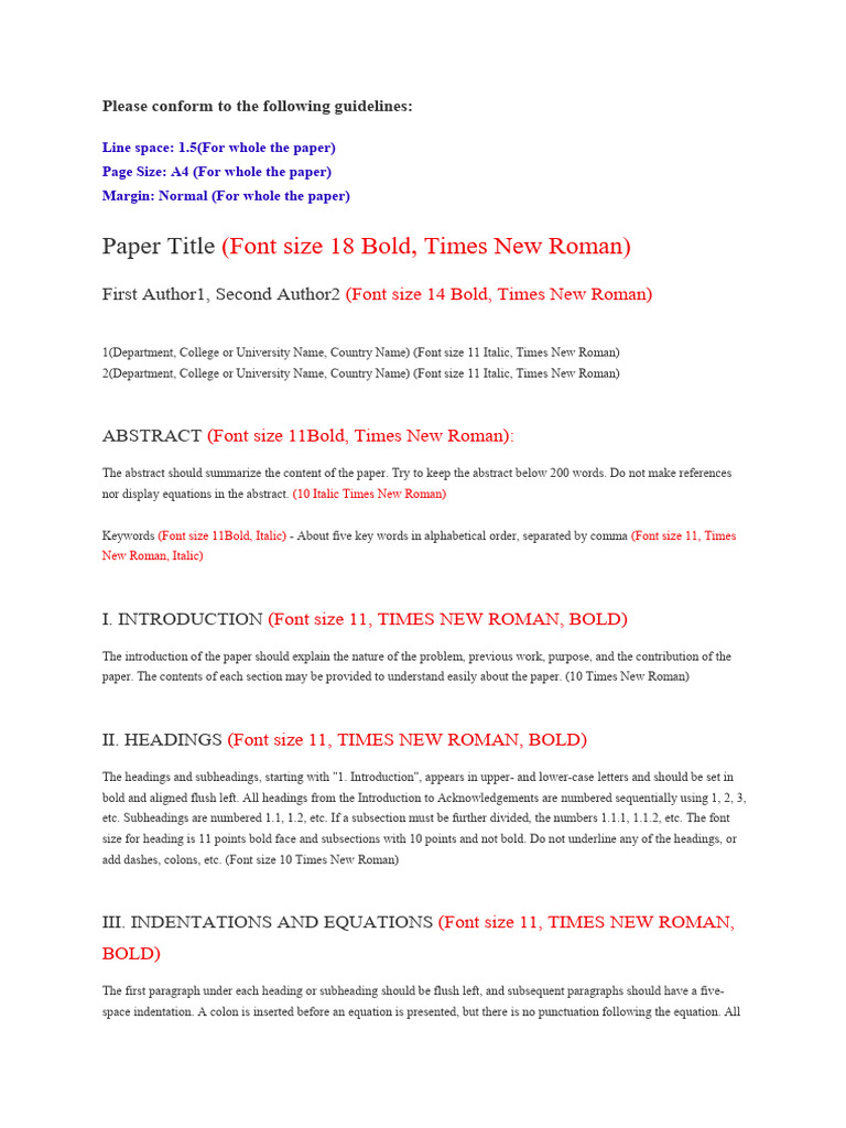 Academic Paper Formatting Guidelines | PDF | Times New Roman | Typefaces