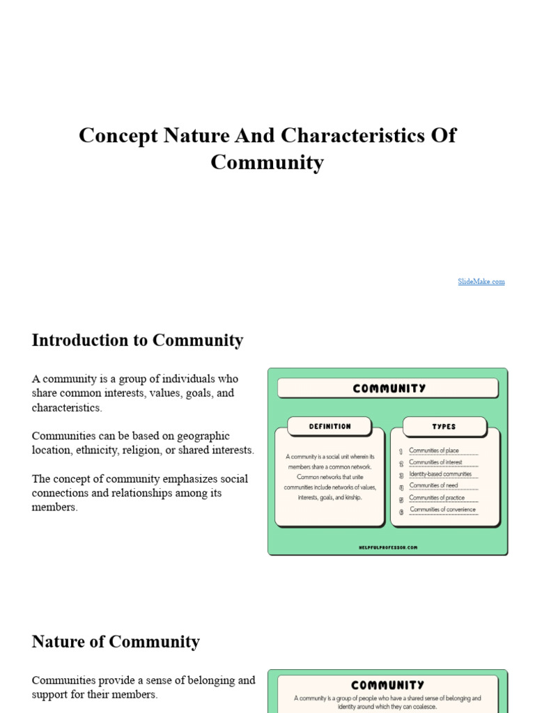 Concept nature and characteristics of community pdf