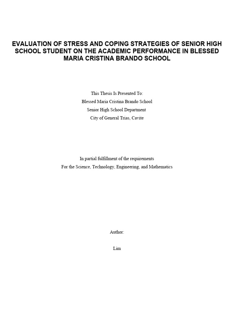 Stress and Coping in STEM Students | PDF | Stress Management ...
