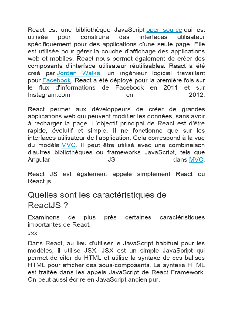 Introduction à React.js et ses avantages | PDF | Génie logiciel ...