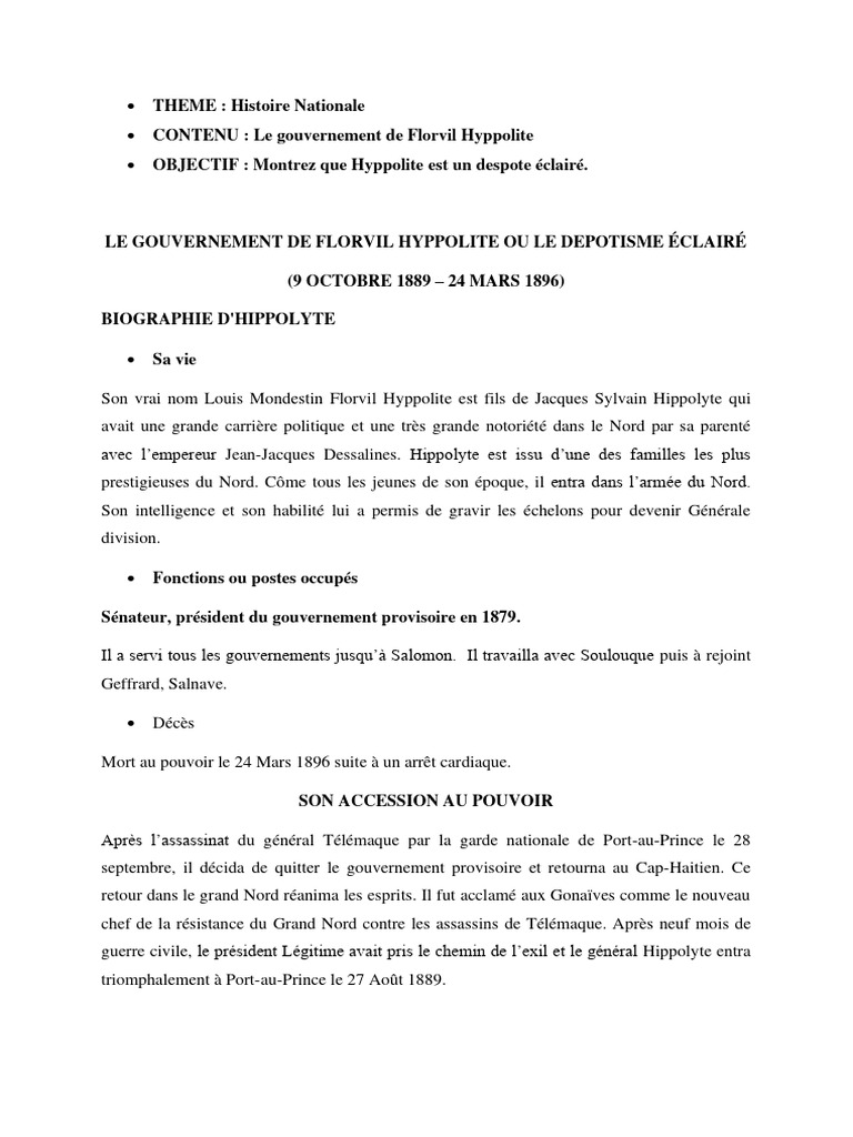 Le Despotisme Éclairé d'Hyppolite | PDF | Haïti