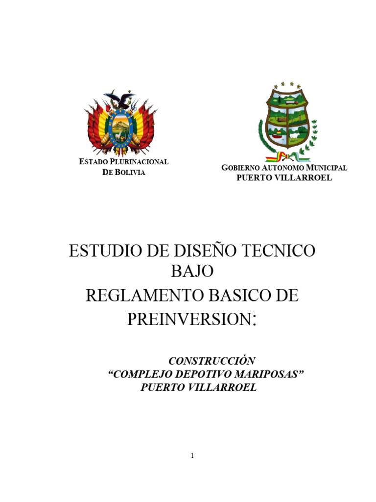 Proyecto de Preinversion Construccion Complejo Deportivo Mariposas ...