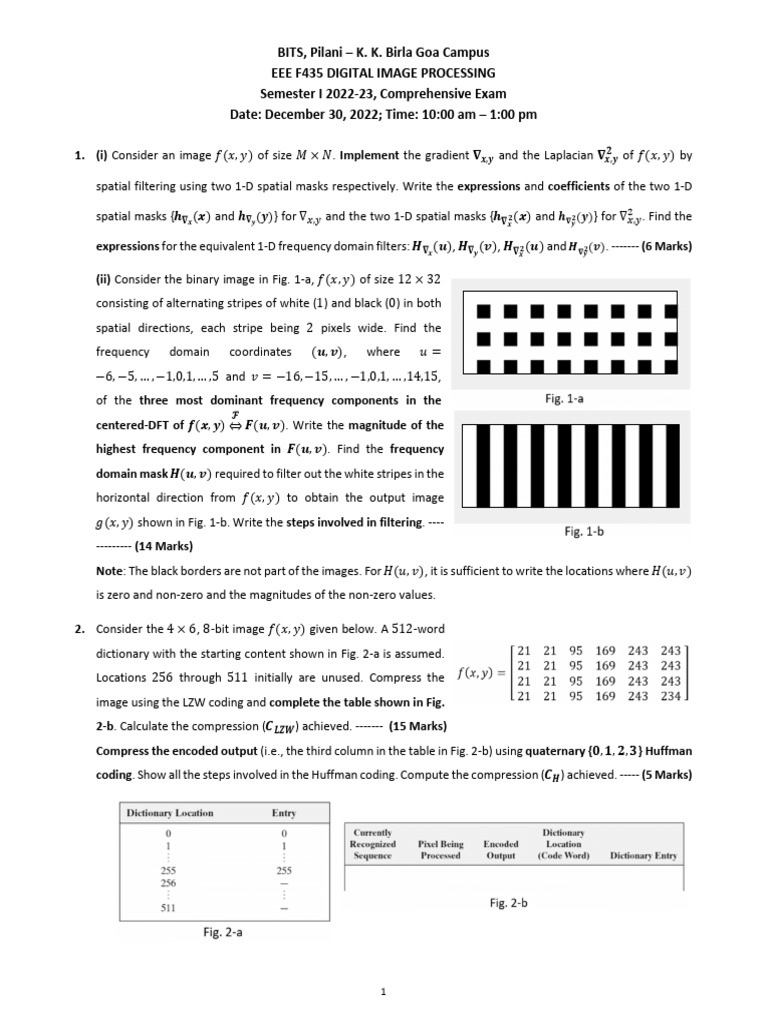 Digital Image Processing Exam Questions | PDF | Image Segmentation ...