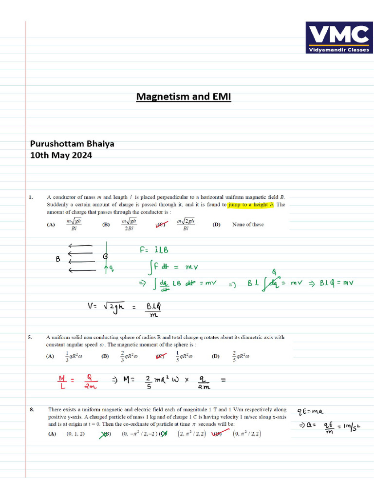 Magnetism emi class 8 notes resonance pdf