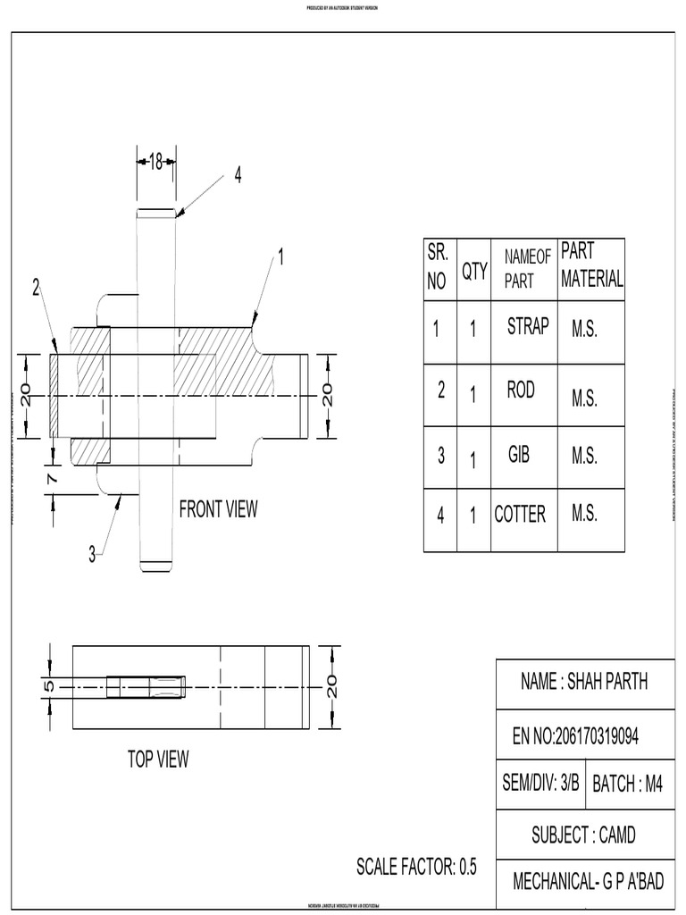 Mechanical CAD Project: Part List & Views | PDF