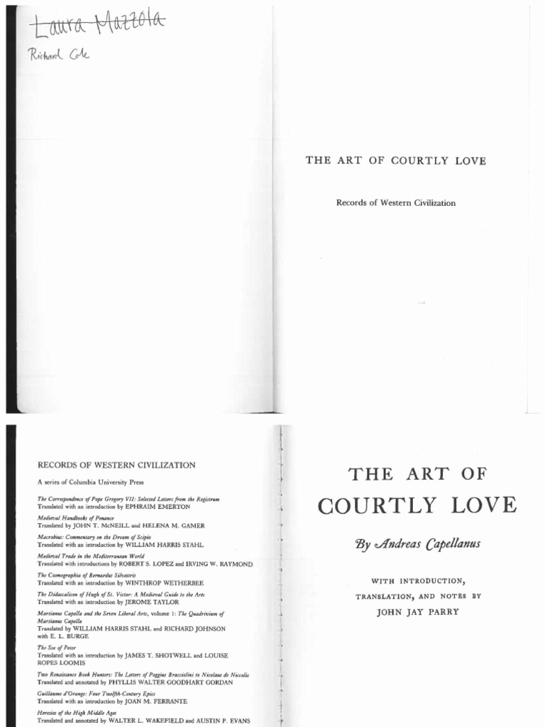 Andreas Capellanus, De Amore PDF Chrétien De Troyes