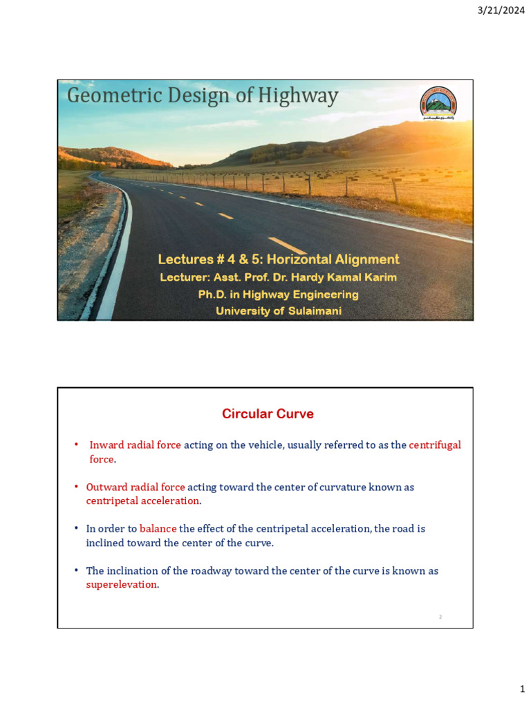 Highway Horizontal Alignment Design | PDF | Lane | Acceleration