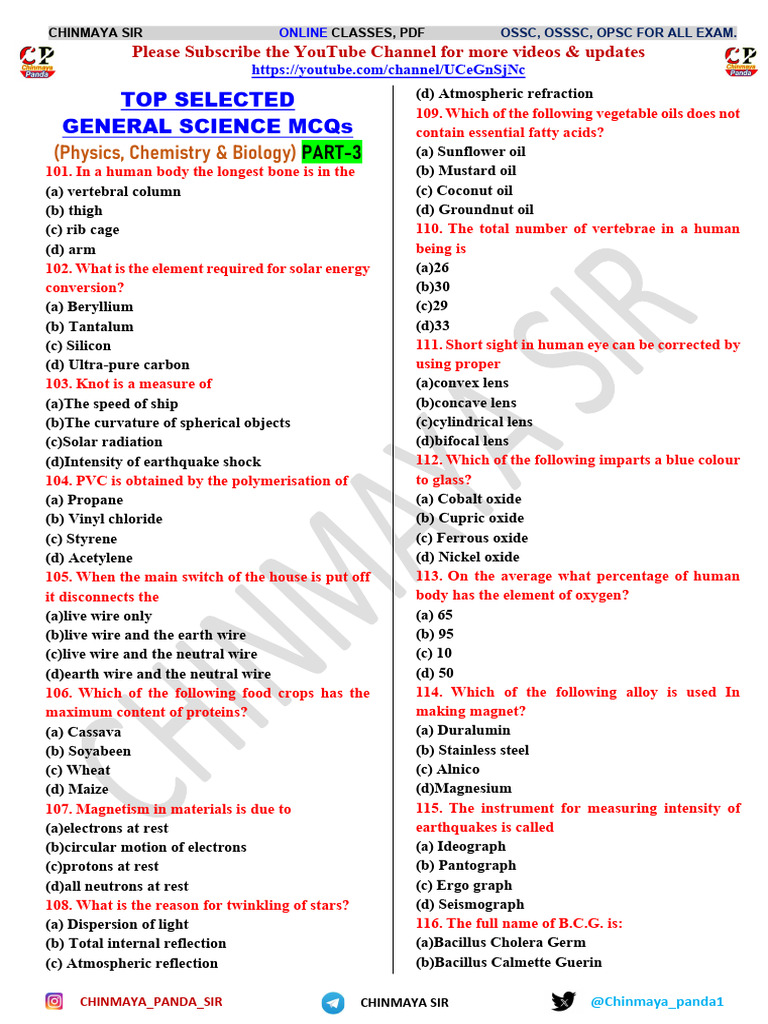 Top 500 selected general science questions part 3 by chinmaya sir pdf