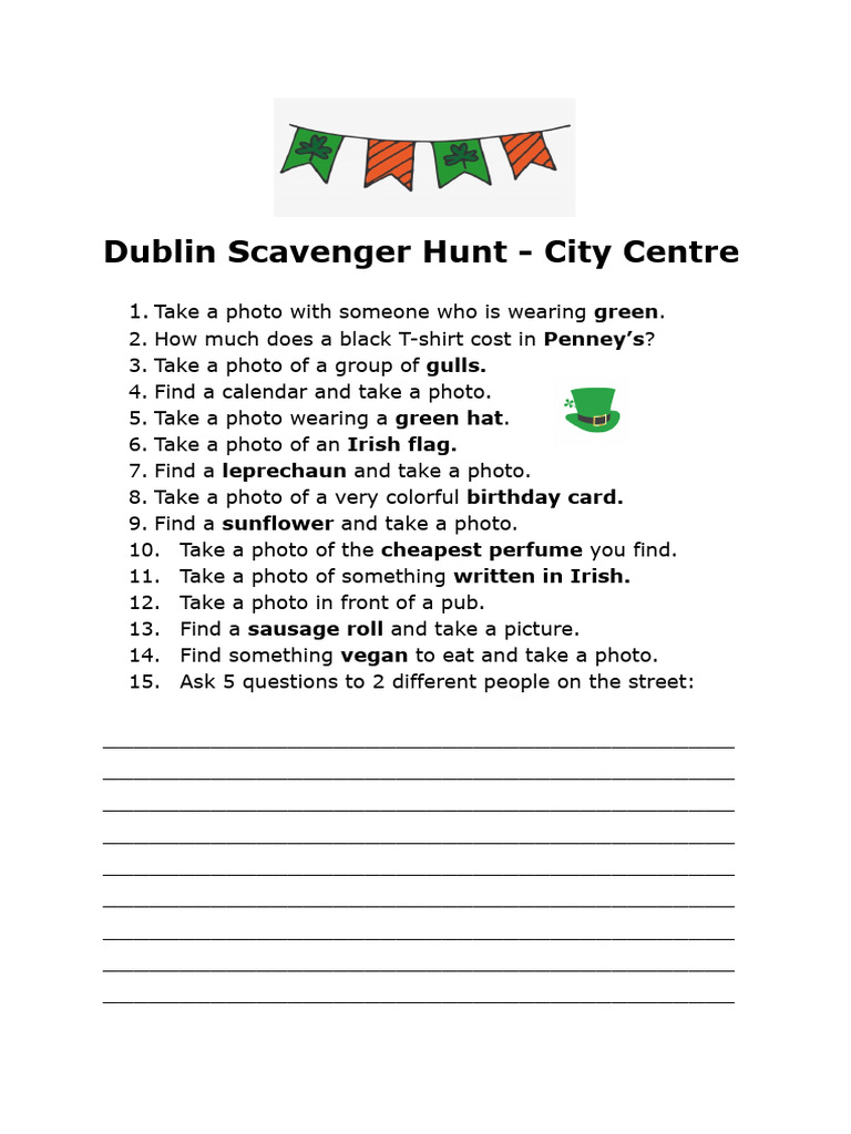 Dublin Scavenger Hunt - City Centre | PDF | Lifestyle