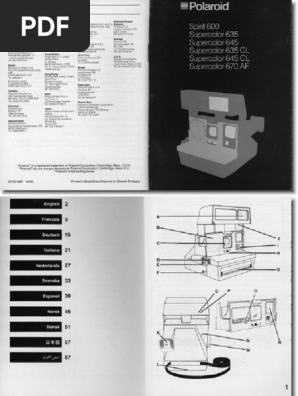 Mode d'emploi pour Polaroid 670AF 635CL 635 (Réf# P-343