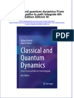 [Download pdf] Classical And Quantum Dynamics From Classical Paths To Path Integrals 6Th Edition Dittrich W online ebook all chapter pdf 