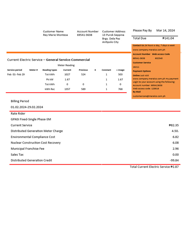 February 2024 Electric Bill Summary | PDF | Electric Power | Power ...
