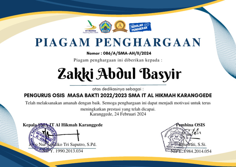 Zakki Abdul Basyir Sekretaris | PDF