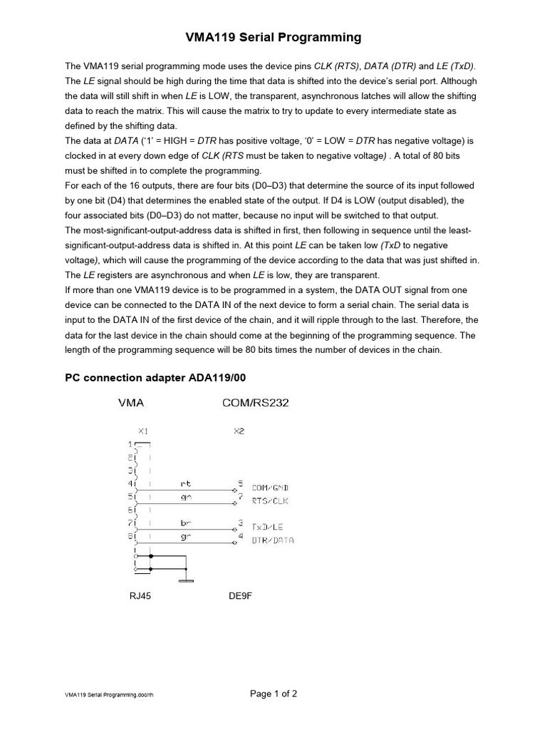 Vma119 serial programming pdf