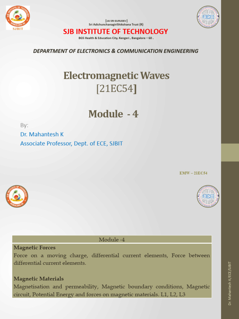 Electromagnetic Waves Module - 4: SJB Institute of Technology | PDF ...