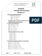 Actividad N°1 - Sumas, Restas y Producto Entre Polinomios.