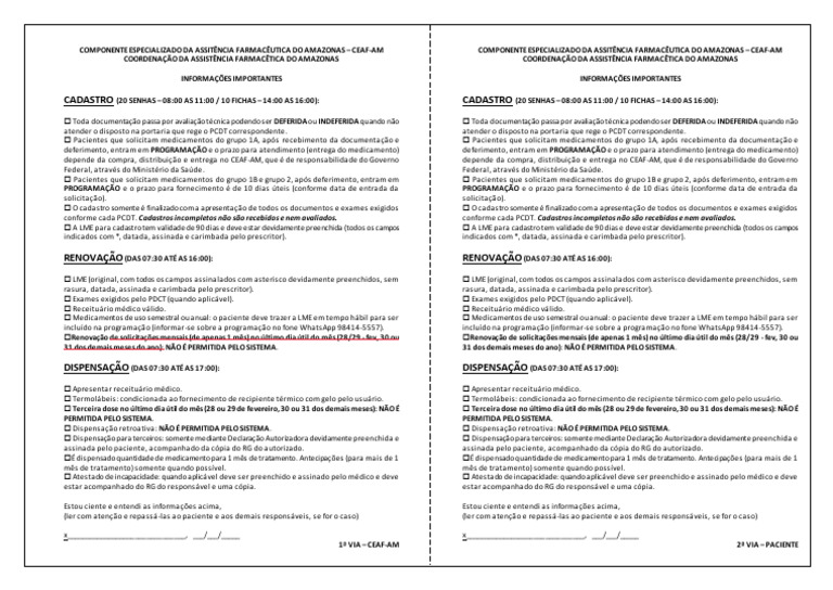 Instruções para Cadastro CEAF-AM | PDF | Farmacêutico | Remédio