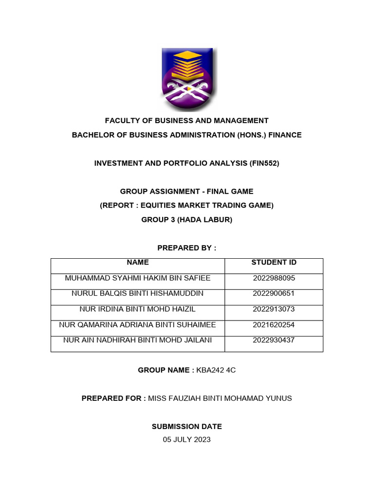 Report Fin552 Group 3 Pdf Private Sector Economies