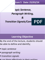 Lecture 5 Topic Sentence - Paragraphs - Connectives