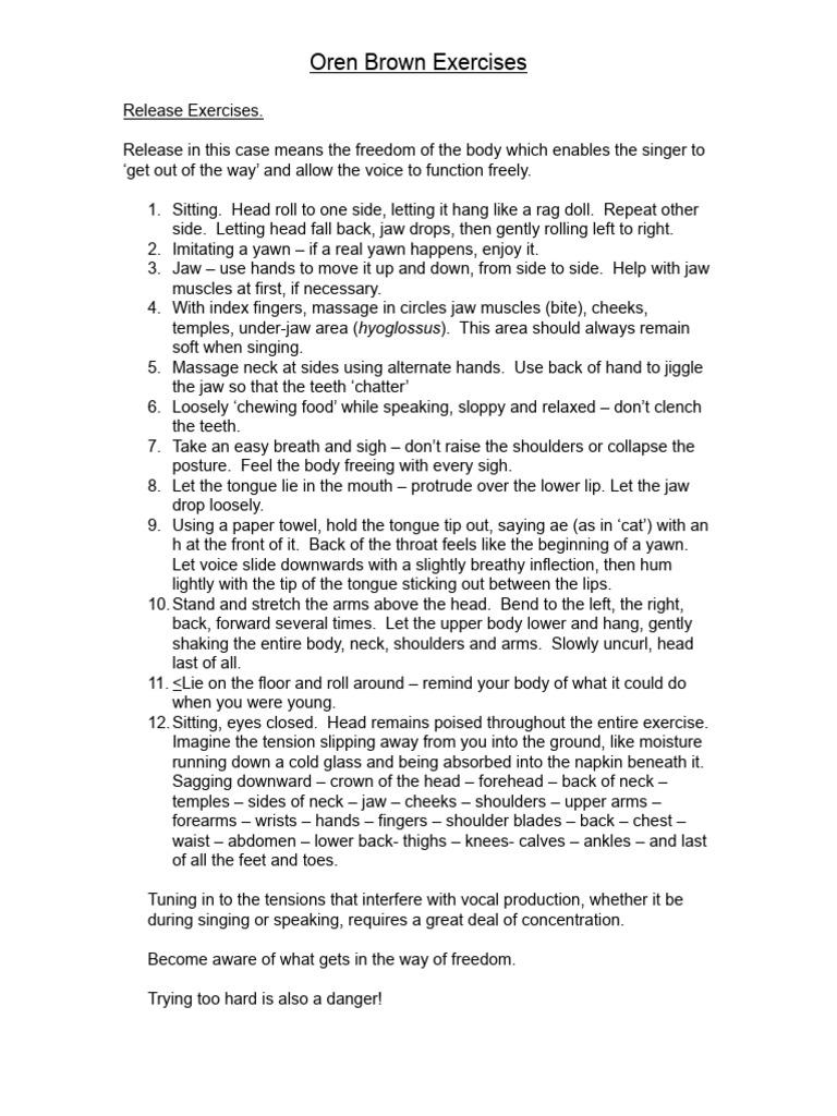 Oren Brown Exercises | PDF