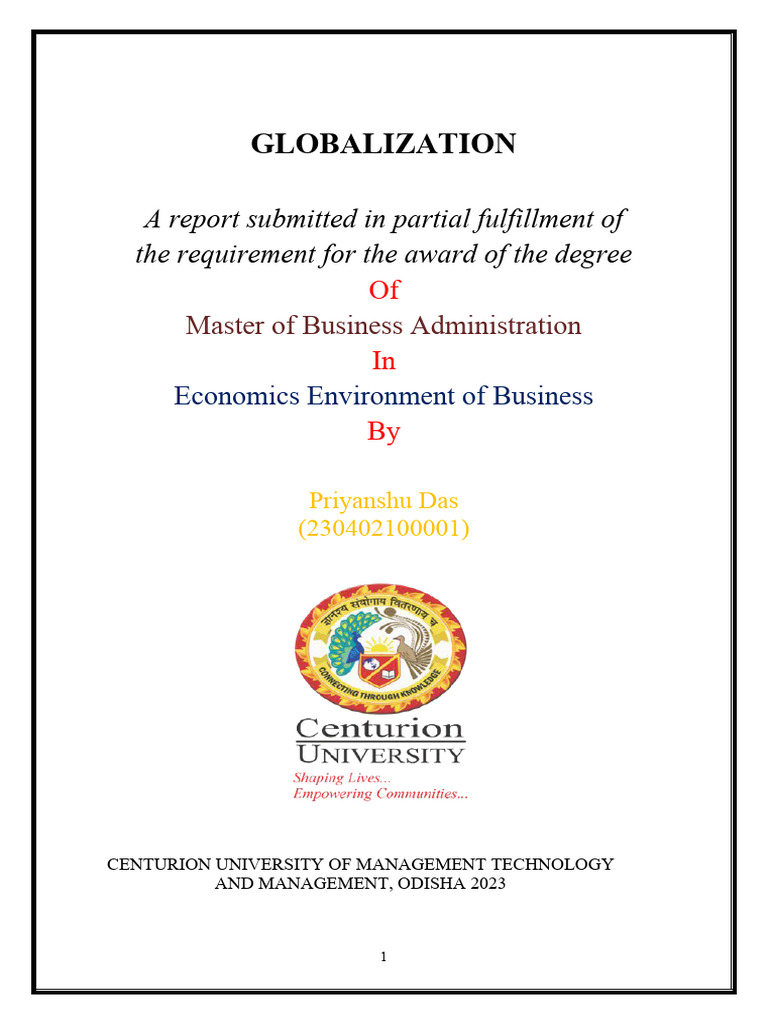 Mba Globalization Report Pdf Globalization Economies