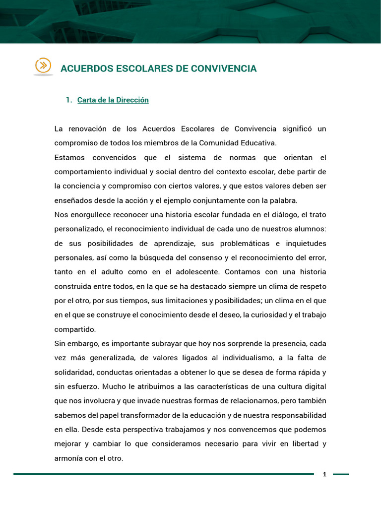 Acuerdos Escolares de Convivencia | PDF | Aprendizaje | Familia