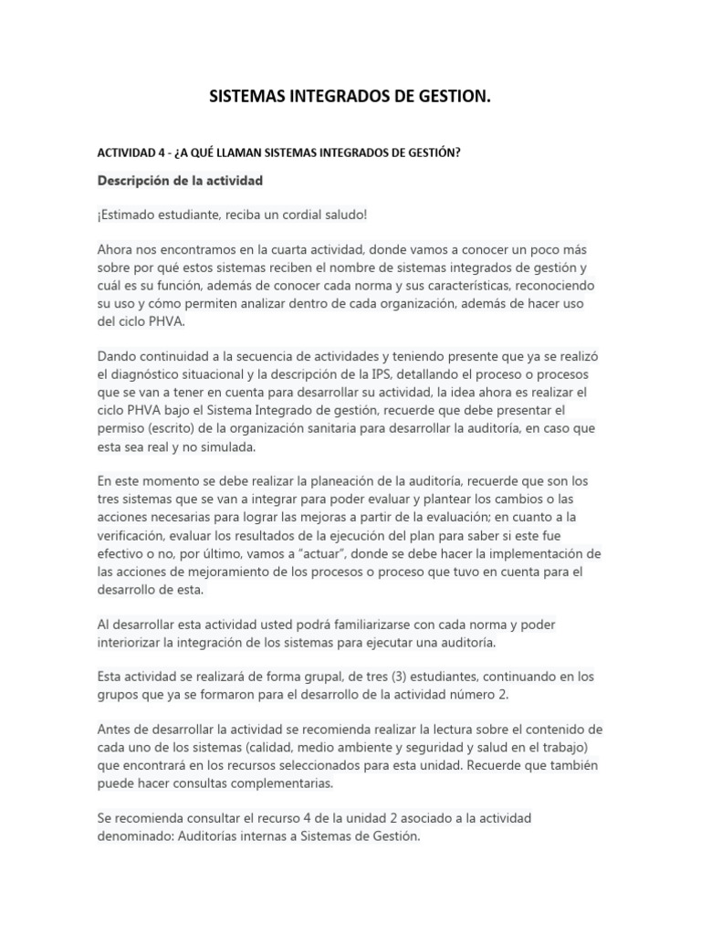 Sistemas Integrados de Gestión: Actividad 4 | PDF