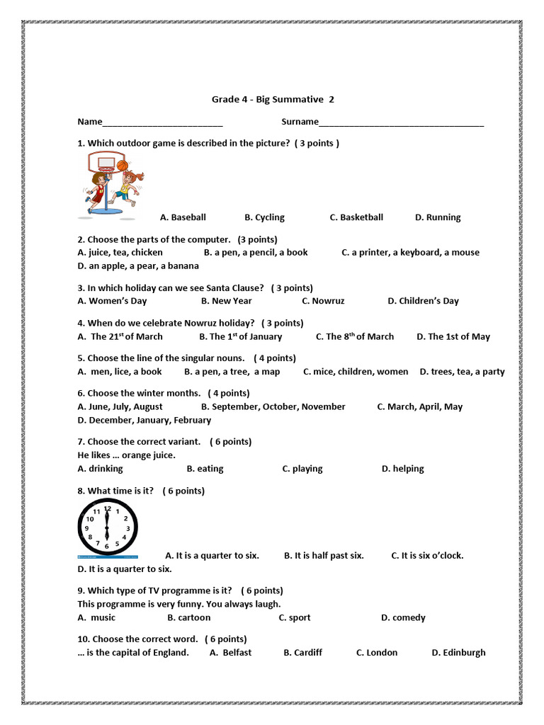 Grade 4 Summative Assessment Guide | PDF | Linguistics | Linguistic ...